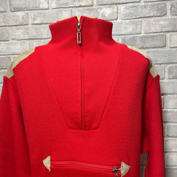 Vintage 80s Monod Sports - Half Zip Anorak Pocket - Wool Blend Sweater - Size L - Picture 4 of 11